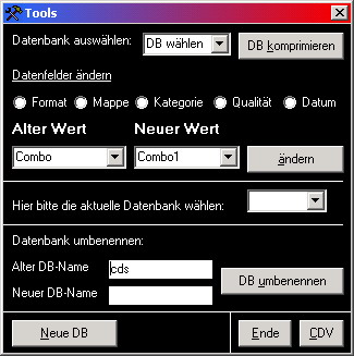 Die Tools zur CDV. Mithilfe dieser k�nnen zB. Massendaten ge�ndert werden, die DB komprimiert oder gar eine neue erstellt werden.