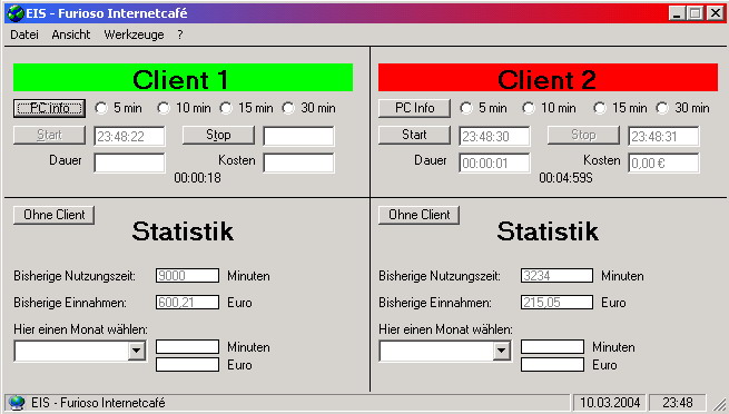 Die Servermaske von EIS. Alles auf einen Blick und unter Kontrolle.