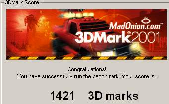 3DMark2001 Punkte bei 125 MHz zu 140 MHz (default)